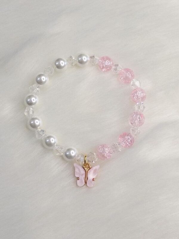 Crack beaded bracelet with butterfly charm